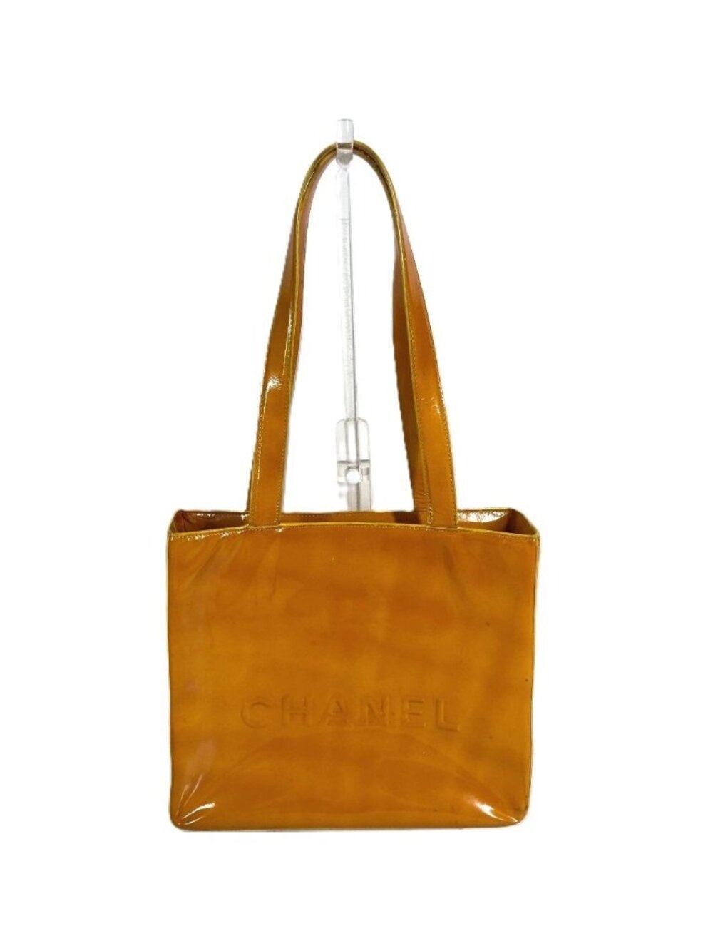 Chanel Shoulder Bag Logo Enamel Yellow